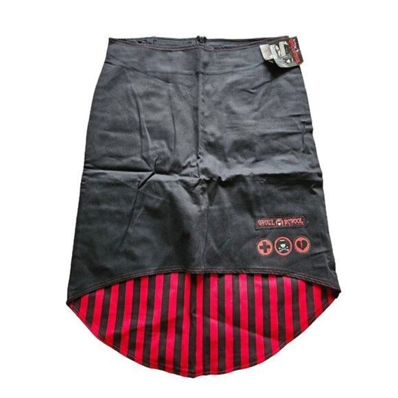 Vintage Emily the Strange Striped Hi-Lo Skirt, Ghoul School Black & Red, Size XS